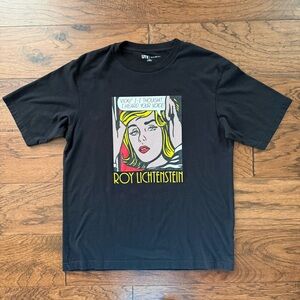 Roy Lichtenstein x Uniqlo T-Shirt Black Graphic Pop Art Comics Size Medium